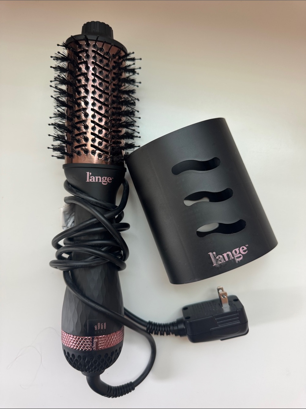 L’ange Le Volume 60mm Rose Gold & Black Hot Air Round Brush with sleeve